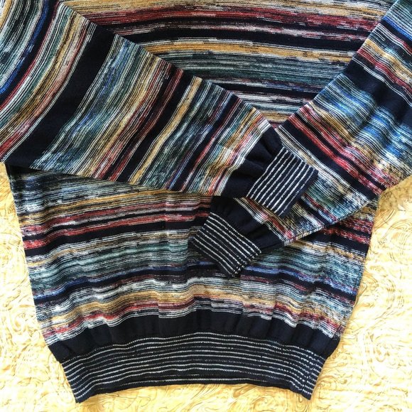 ITALIAN men's cotton V-neck striped multi-color - Picture 4 of 8